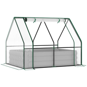 English Elm Outsunny 4' X 3' Galvanized Raised Garden Bed & Pvc Greenhouse Cover For Year-Round Planting Success W2225P174457-GIGA