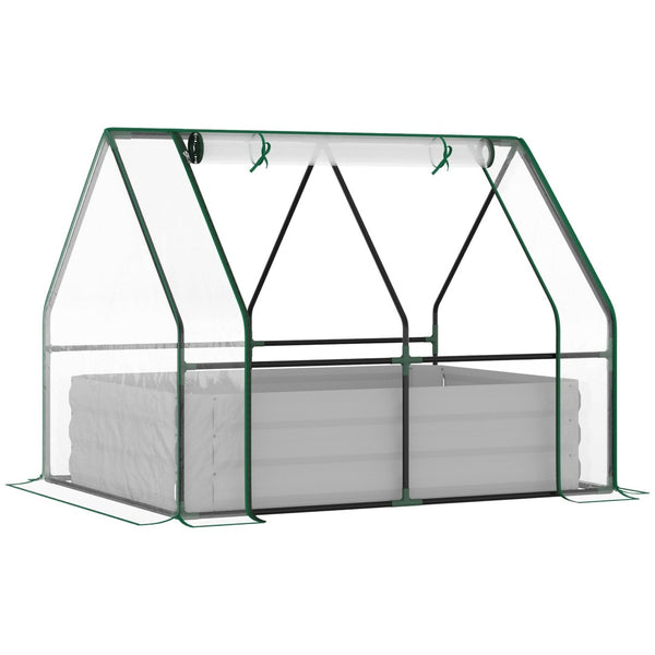 English Elm Outsunny 4' X 3' Galvanized Raised Garden Bed & Pvc Greenhouse Cover For Year-Round Planting Success W2225P174457-GIGA