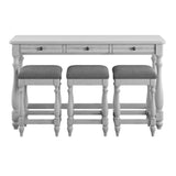 English Elm Wallace & Bay - Wallace & Bay  Mariano Gray Sofa Table With Three Stools