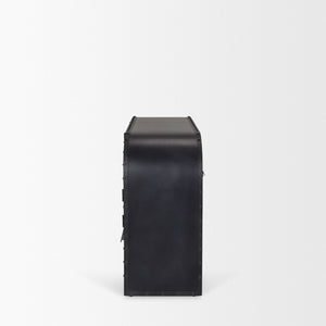 Mercana Gehry I 62.3” Industrial Sideboard with Mango Wood Accents and Glass Fronts for Stylish Storage 67532