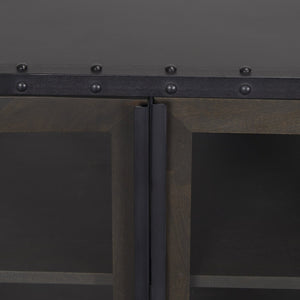 Mercana Gehry I 62.3” Industrial Sideboard with Mango Wood Accents and Glass Fronts for Stylish Storage 67532