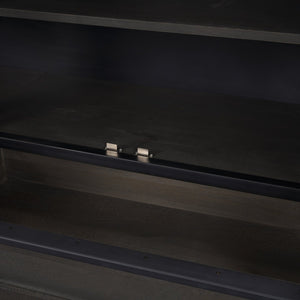 Mercana Gehry I 62.3” Industrial Sideboard with Mango Wood Accents and Glass Fronts for Stylish Storage 67532