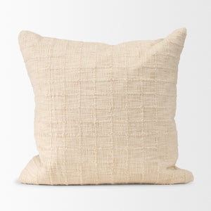 Mercana Jacory Textured Decorative Square Pillow Cover for Cozy Contemporary Home Décor and Style Cream | 22x22 71084