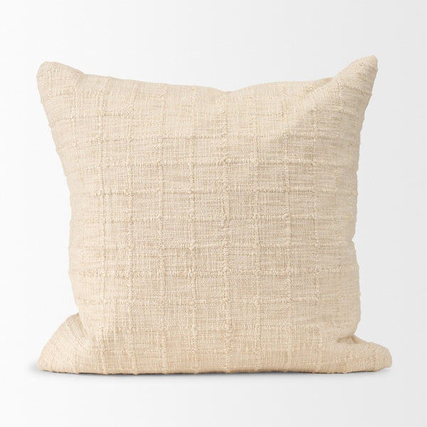 Mercana Jacory Textured Decorative Square Pillow Cover for Cozy Contemporary Home Décor and Style Cream | 22x22 71084