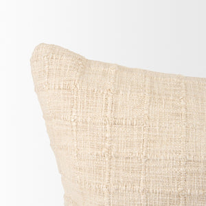 Mercana Jacory Textured Decorative Square Pillow Cover for Cozy Contemporary Home Décor and Style Cream | 22x22 71084