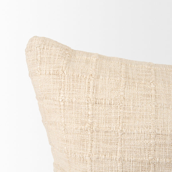 Mercana Jacory Textured Decorative Square Pillow Cover for Cozy Contemporary Home Décor and Style Cream | 22x22 71084