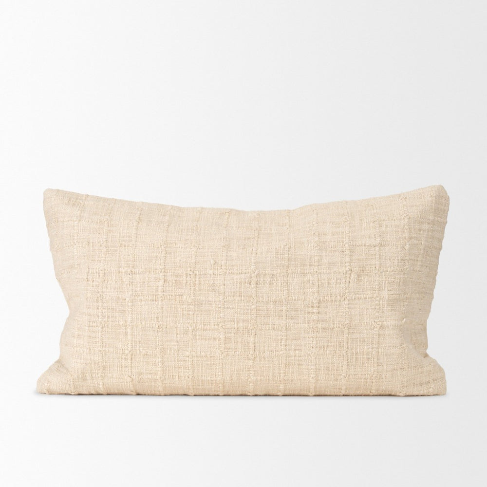 Mercana Jacory Textured Decorative Square Pillow Cover for Cozy Contemporary Home Décor and Style Cream | 14x26 71085
