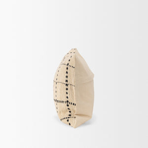 Mercana Jaela Decorative Pillow Cover - Chic Checkered Design for Modern and Rustic Home Interiors Beige | Black Stripes | 14x26 71087