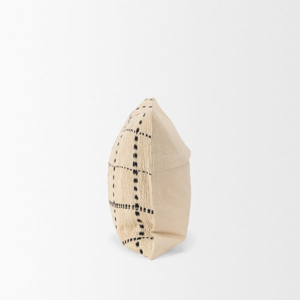 Mercana Jaela Decorative Pillow Cover - Chic Checkered Design for Modern and Rustic Home Interiors Beige | Black Stripes | 14x26 71087