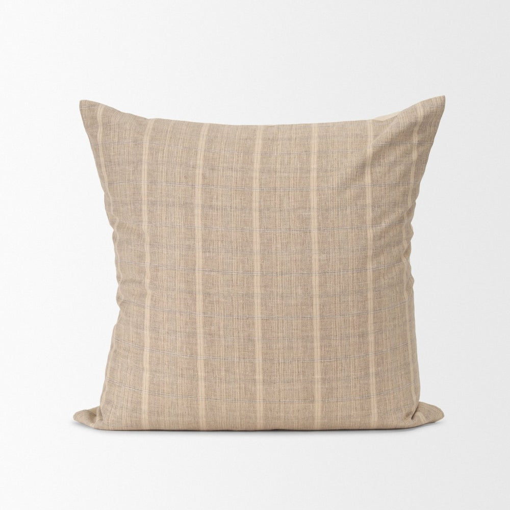 Mercana Jensen Decorative Cotton-Linen Pillow Cover in Soft Gray and Classic Plaid for Effortless Style 71098