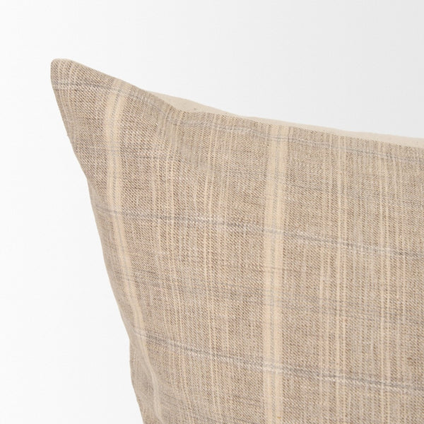 Mercana Jensen Decorative Cotton-Linen Pillow Cover in Soft Gray and Classic Plaid for Effortless Style 71098