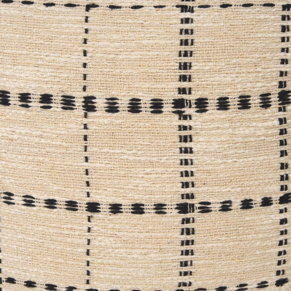 Mercana Jaela Decorative Pillow Cover - Chic Checkered Design for Modern and Rustic Home Interiors Beige | Black Stripes | 14x26 71087