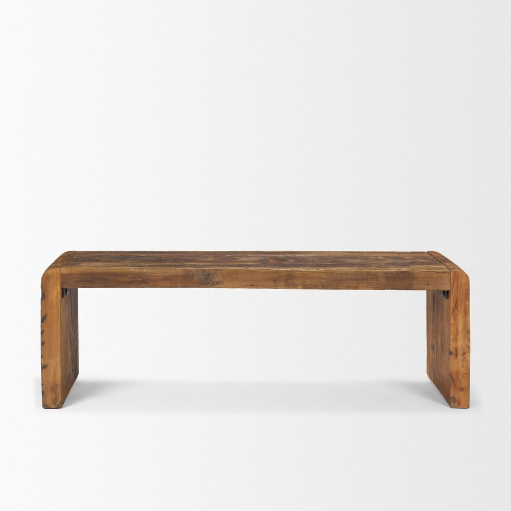 Mercana Estelle Rustic Brown Wood Bench - Handcrafted Charm with Unique Character for Versatile Home Décor 71036