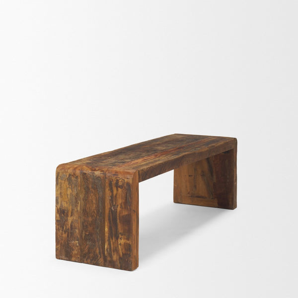 Mercana Estelle Rustic Brown Wood Bench - Handcrafted Charm with Unique Character for Versatile Home Décor 71036