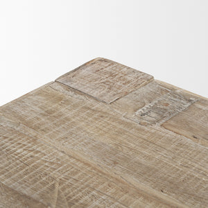 Mercana Mcarthur 94" Whitewash Reclaimed Wood Dining Table With Blush Undertones For Stylish Dining Spaces Brown Reclaimed Wood 71072-ab