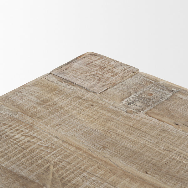 Mercana Mcarthur 94" Whitewash Reclaimed Wood Dining Table With Blush Undertones For Stylish Dining Spaces Brown Reclaimed Wood 71072-ab