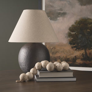 Mercana Sadiyah Table Lamp - Elegant Antiqued Metal Base with Cream Shade for Timeless Home Décor Lighting Black Metal | Natural Shade 70750