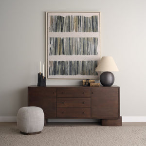 Mercana Siren Contemporary Accent Stool with Soft Boucle Upholstery and Sturdy Hackberry Wood Base 70809