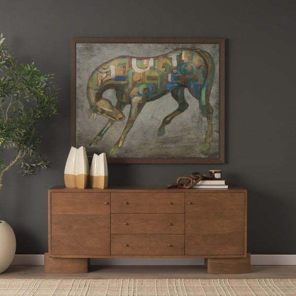 Mercana Jonan Elegant Sideboard with 2 Doors & 3 Drawers - Modern Mango Wood & Antiqued Brass Hardware Medium Brown | Wood 71113