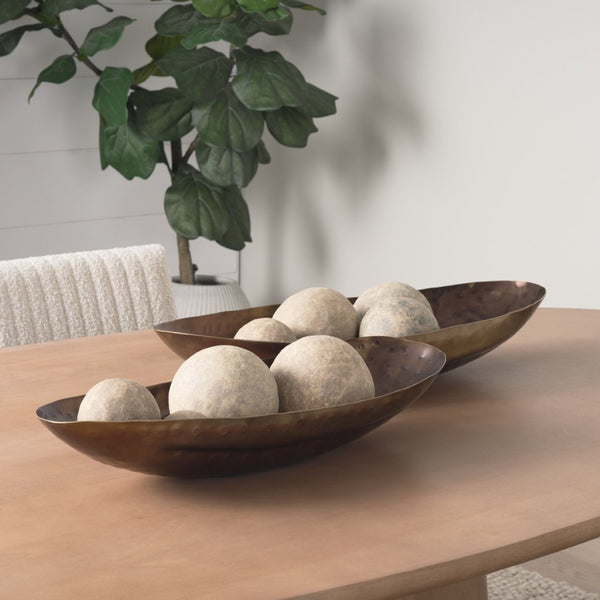Mercana Karmen Oversized Hammered Bowls Set of 2 – Elegant Decorative Accents for Modern Home Interiors 69075