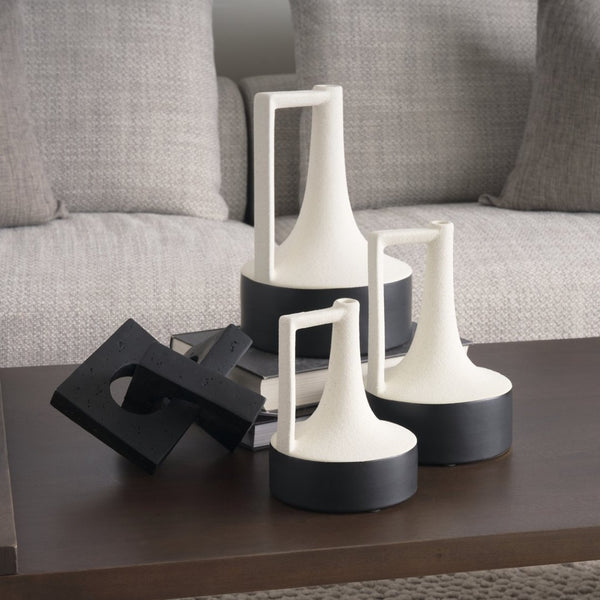 Mercana Burton Elegant Two-Tone Ceramic Jug Vase - Glossy and Matte Finish for Chic Home Decor Accents White and Black Ceramic | 10H 69649
