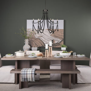 Mercana Selma Chandelier - Elegant Whitewashed Wood & Iron Design for Modern Living Spaces and Ambiance Black Wood | Black Metal 70050