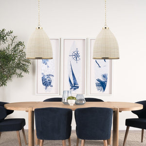 Mercana Saliha Pendant Light – Handwoven Natural Shade with Brass Wire Cage for Modern Rustic Ambiance 70752