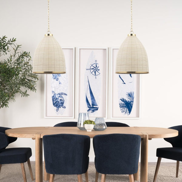 Mercana Saliha Pendant Light – Handwoven Natural Shade with Brass Wire Cage for Modern Rustic Ambiance 70752