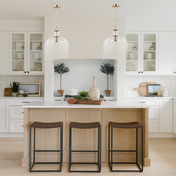 Mercana Sadah Pendant Light - Refined Elegance with Mouthblown Shade for Modern & Transitional Spaces Glass | Gold Metal | Large 70753