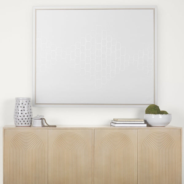 Mercana Tucker Contemporary Sideboard with Carved Arch Design - Versatile Storage for Any Living Space Light Brown Wood | 4 Door 69954