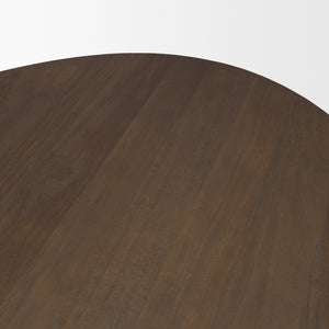 Mercana Jovani Elegant Solid Mango Wood Oval Dining Table with Sculptural Base for Stylish Gatherings 94" Dk Brown Wood Top | Dk Brown Wood Base 71109-AB