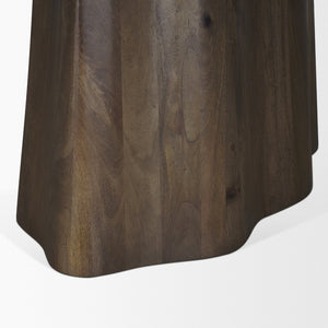 Mercana Jovani Elegant Solid Mango Wood Oval Dining Table with Sculptural Base for Stylish Gatherings 94" Dk Brown Wood Top | Dk Brown Wood Base 71109-AB