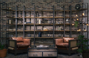 Mercana Turner Curved Six-Shelving Unit: Industrial Style with Rustic Character for Your Home Décor Needs 50241-AB