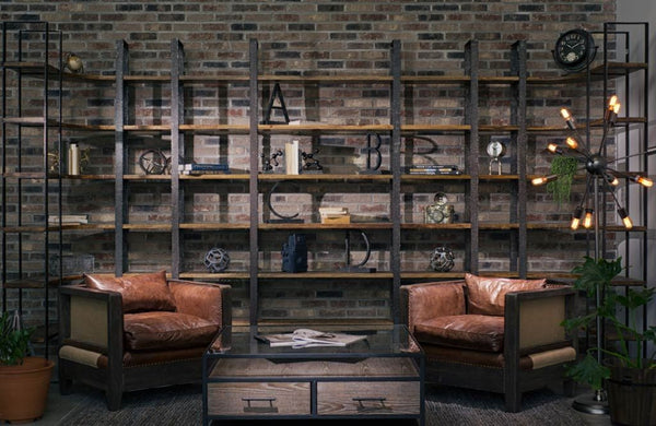 Mercana Turner Curved Six-Shelving Unit: Industrial Style with Rustic Character for Your Home Décor Needs 50241-AB