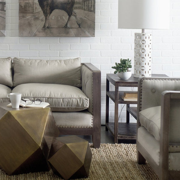 Mercana Wright 22" Square Top Multi-Shelf Solid Mango Wood Side Table for Stylish Living Room Storage 50287