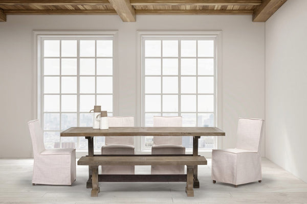 Mercana Elbert I Elegant Slip-Cover Dining Chairs Pair with Solid Beechwood Base for Timeless Comfort 68188