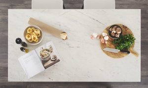 Mercana Amika Modern Kitchen Island with Industrial Base, Spacious Storage, and Elegant Marble Top Design 69936-AB