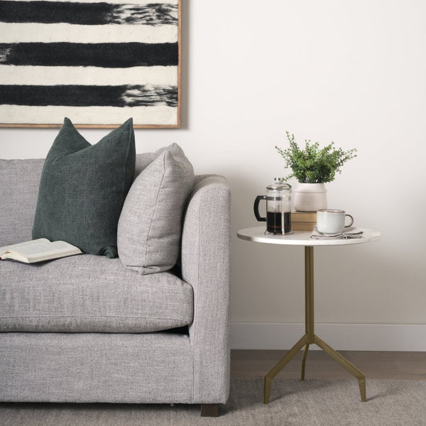 Mercana Serre End Table - Modern Industrial Style with Unique Marble Top and Sturdy Matte Base for Any Space White Marble | Gold Metal 70153