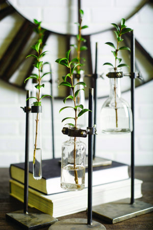 Mercana Jarvis Chemistry-Inspired Metal and Glass Bottles for Modern Decor, Perfect for Floral Arrangements 57878