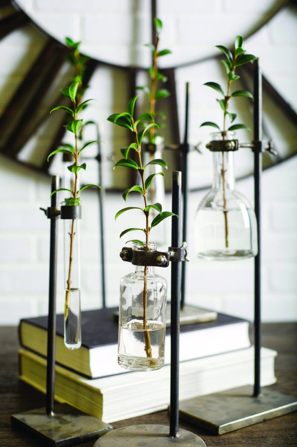 Mercana Jarvis Chemistry-Inspired Metal and Glass Bottles for Modern Decor, Perfect for Floral Arrangements 57878