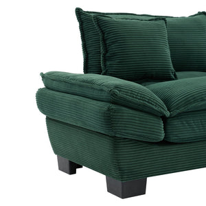 English Elm Corduroy Modern Sofa Sleeper Loveseat with Double-Layer Cushions, Two Pillows, Sturdy Frame 84" Green W676P227343