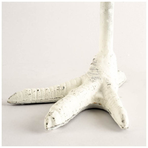 Mercana Daffy Candle Holder - Playful Chicken Foot Design in Crisp White for Eclectic Home Decor Accents White Cast Iron | 9H 53328