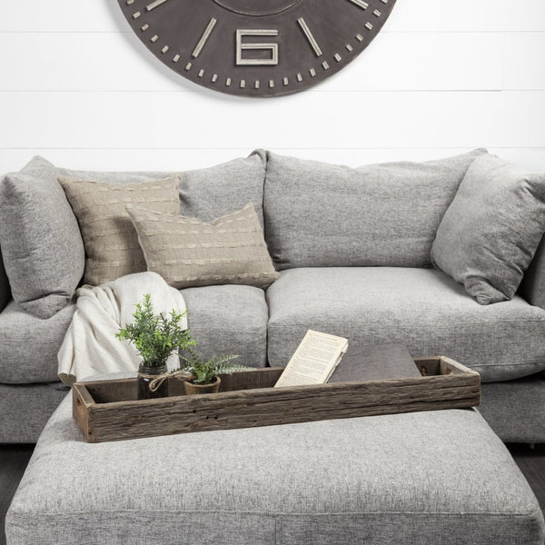 Mercana Vernon Large Reclaimed Wood Tray - Rustic Modern Centerpiece for Stylish Home Decor and Organizing 68859