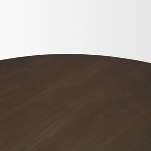 Mercana Jovani Elegant Round Dining Table in Solid Mango Wood with Sculptural Pedestal for Stunning Spaces 60" Dk Brown Wood Top | Dk Brown Wood Base 71107-AB