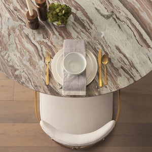 Mercana Hollyfield II Dining Chair – Luxurious Upholstered Seat with Striking Gold Iron Frame for Modern Spaces Cream Fabric | Gold Metal 69451