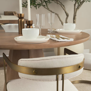 Mercana Hollyfield II Dining Chair – Luxurious Upholstered Seat with Striking Gold Iron Frame for Modern Spaces Cream Fabric | Gold Metal 69451