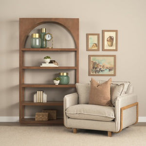 Mercana Bela Arched Shelving Unit - Elegant Mango Wood with Five Open Shelves for Stylish Storage Solutions 70579-AB