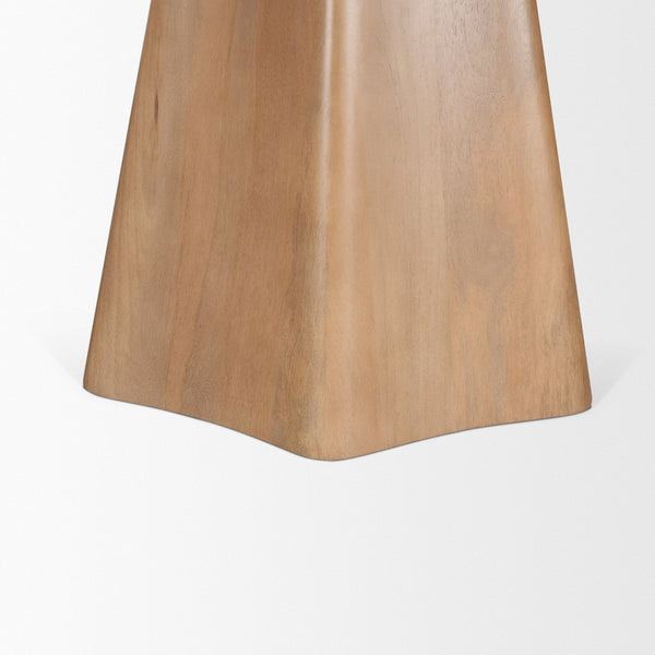 Mercana Jovani Elegant Round Dining Table in Solid Mango Wood with Sculptural Pedestal for Stunning Spaces 48" Lt Brown Wood Top | Lt Brown Wood Base 71105-AB