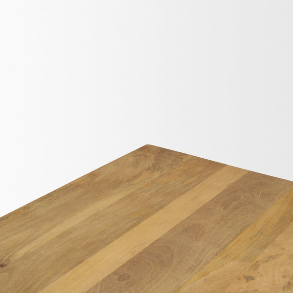 Mercana Viktor 55"L Solid Mango Wood Coffee Table - Scandinavian Design with Elongated Oval Top & T-Legs Light Brown Wood | 55L 69958