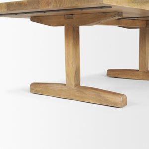 Mercana Viktor 55"L Solid Mango Wood Coffee Table - Scandinavian Design with Elongated Oval Top & T-Legs Light Brown Wood | 55L 69958